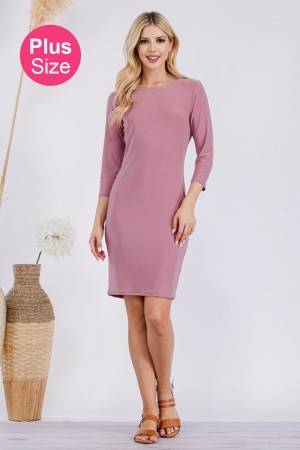 CD33860-PL<br/>PLUS CLASSIC LAYERING DRESS WITH 3/4 SLEEVES