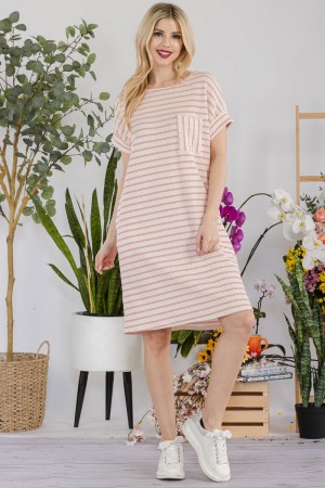 CD43627A<br/>STRIPED T-SHIRT DRESS WITH POCKETS