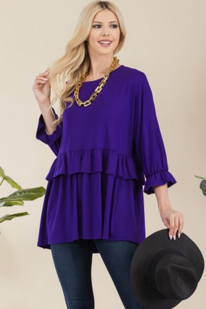CT43865<br/>TIERED TOP WITH 3/4 POET SLEEVES