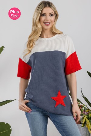 CT43894A-PL<br/>PLUS COLOR BLOCK TOP WITH STAR DETAIL